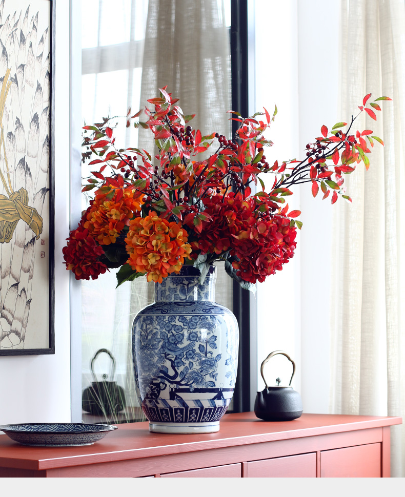 Beaming blue and white porcelain ceramic vase furnishing articles of new Chinese style sitting room porch decoration porcelain clear soup WoGuo arranging flowers