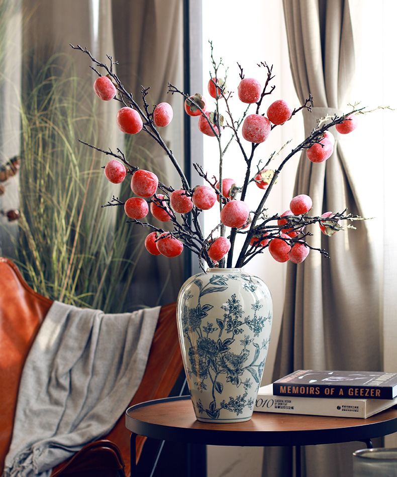 New Chinese style flower grain jingdezhen ceramic antique blue and white porcelain vases, flower arrangement sitting room place the clear soup WoGuo restoring ancient ways