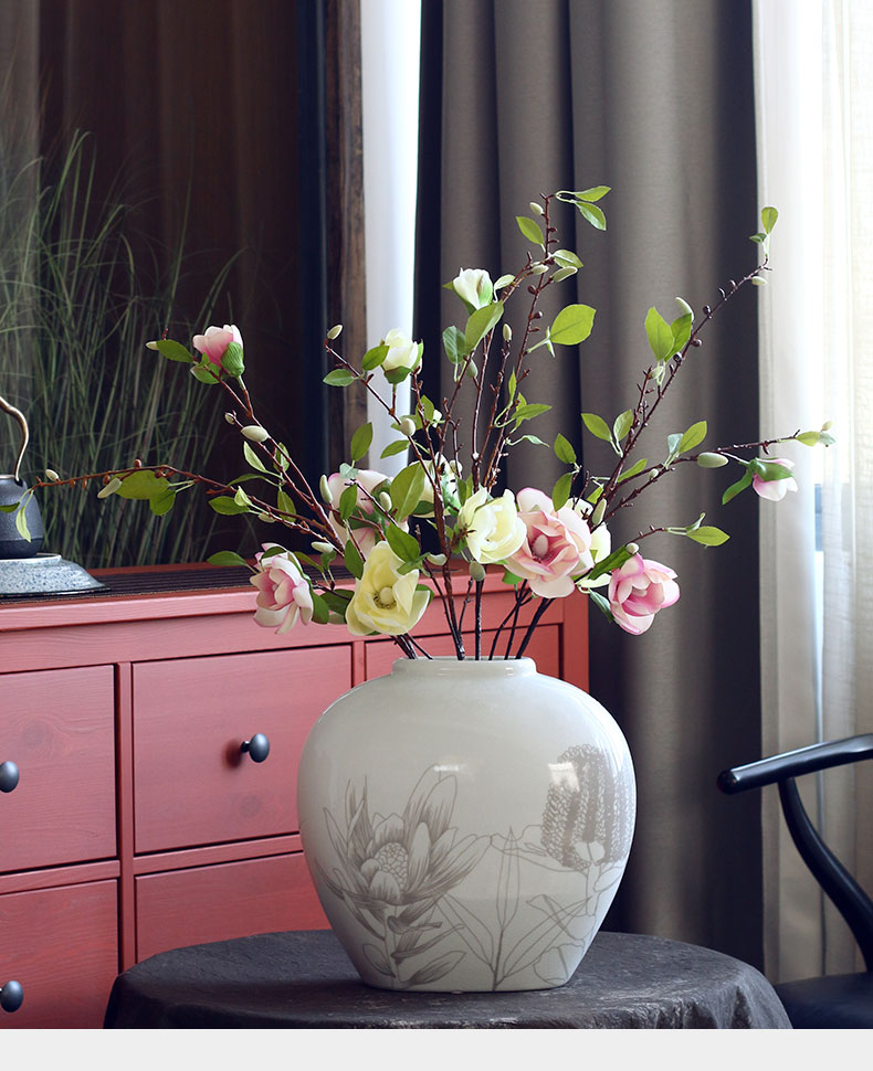 Freehand brushwork protea ice porcelain of jingdezhen ceramic vases, new Chinese style furnishing articles sitting room decoration clear soup WoGuo arranging flowers