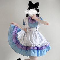 Blue maid costume cosplay costume soft girl bow maid Lolita dress cos clothing to be your cat