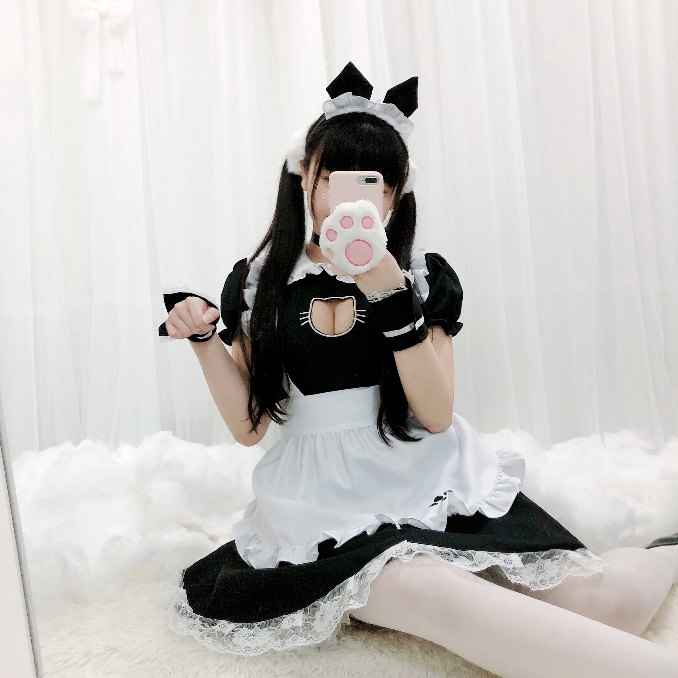 Soft sister cat maid cosplay clothing Japanese sexy black and white cos dress maid outfit Loli style dress