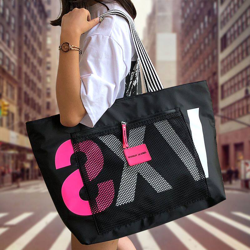 Women's bag Large bag shoulder bag Hand cloth bag Shopping bag Casual large capacity simple Korean version of canvas tote nylon