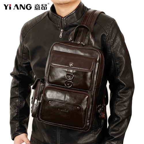 Вместительная и большая нагрудная сумка для влюбленных, кожаная трендовая сумка на одно плечо, универсальный рюкзак, из натуральной кожи, воловья кожа