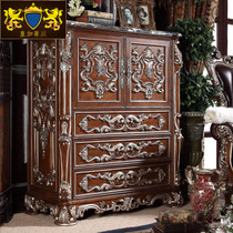 European style cabinet bedroom locker three bucket cabinet carved living room storage cabinet American solid wood double door porch Cabinet full