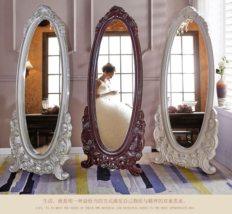 Gương chiếu hậu phong cách châu Âu Gương lớn gương sàn phù hợp gương Pháp vườn đầy đủ gương trang điểm gương gương châu Âu - Gương gương bầu dục