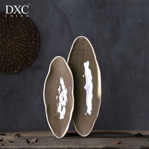  DXC hotel restaurant creative tableware plate Ceramic retro shaped dish plate Chinese restaurant household fish plate