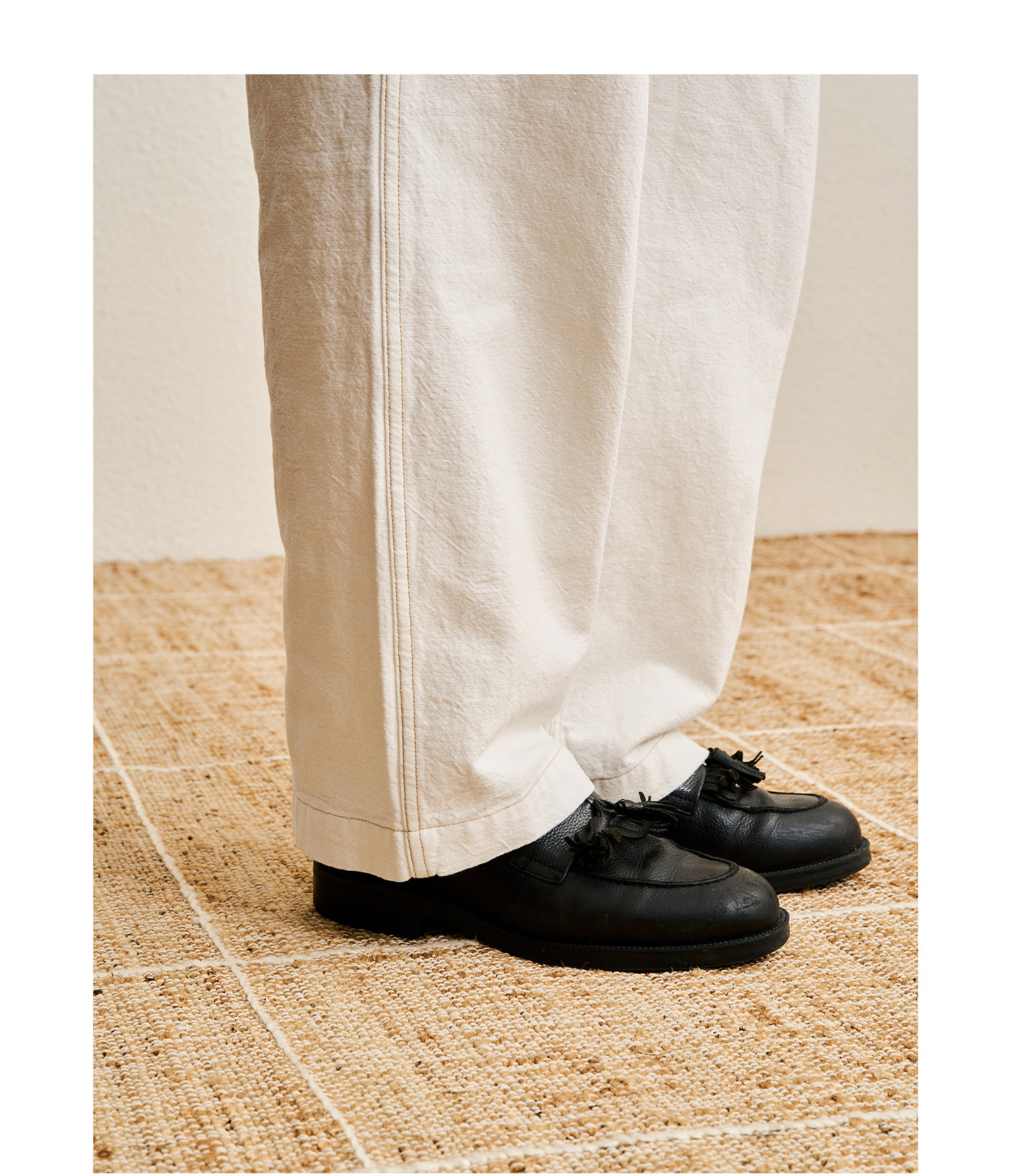 CENLES Cotton-Linen Loose Straight-Leg Trousers