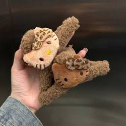 Kitty's Cute Leopard Print Clip Plush Extended Shark Clip Can Be Used with Large Hair Volume