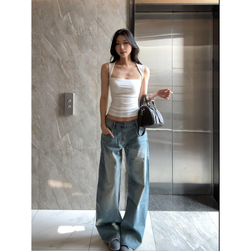 Korean Retro White Sleeveless T-Shirt Vest for Women, Summer Slim Fit, Stylish, Elegant, Lazy and Versatile Top Korean Retro White Sleeveless T-Shirt Vest for Women, Summer Slim Fit, Stylish, Elegant, Lazy and Versatile Top