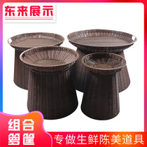 Imitated rattan fruit basket supermarket display props pile head shelf basket cabinet storage box storage box