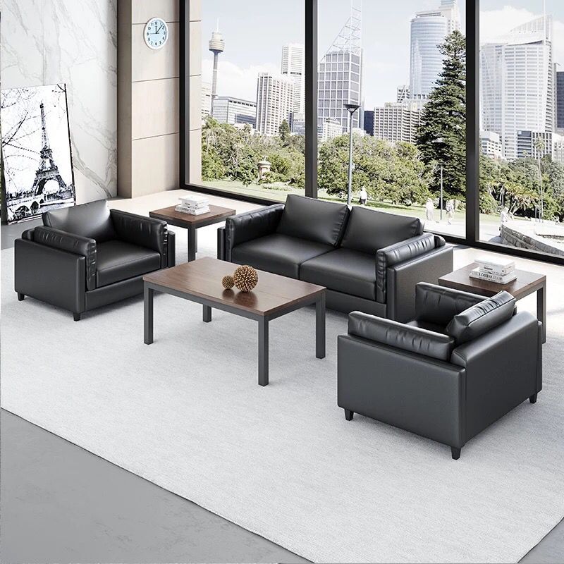 Office furniture sofa minimalist atmospheric office guest sofa triple seat reception leather sofa business negotiation