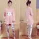 Bộ đồ ngủ nữ mùa thu cotton dài tay phục vụ mùa xuân và cotton mùa thu phiên bản Hàn Quốc của bộ đồ tươi mát và đáng yêu để mặc ngoài thu đông