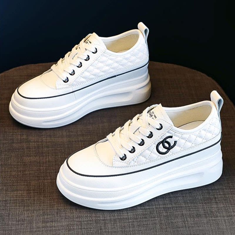 Stars Same Small White Shoes Women Shoes 2022 New Spring Autumn Genuine Leather Pine Pastry Thick Bottom Inner Heightening Sports Casual Bag Shoes