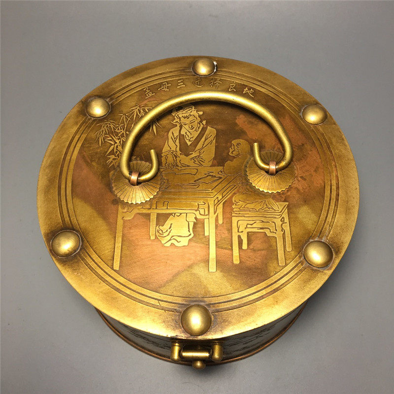 Antique belt lock retro brass jewelry box 816 MMW 3 migration beam round box package thick aesthetic