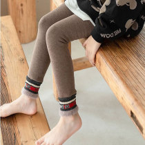 Childrens leggings plus velvet padded cotton winter Girls High waist warm pants integrated lamb velvet slim pants foreign gas