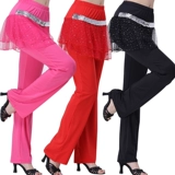 Штаны, танцующая юбка, свободный крой, для среднего возраста