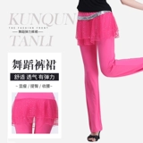 Штаны, танцующая юбка, свободный крой, для среднего возраста