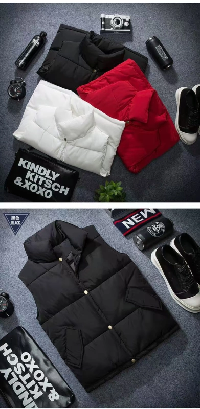 Mùa thu và mùa đông Cặp đôi phiên bản Hàn Quốc của áo vest cotton nam vest nam trẻ trung dày áo đứng cổ áo kích thước lớn vest mẹ-con vest áo vest nam tuổi 50