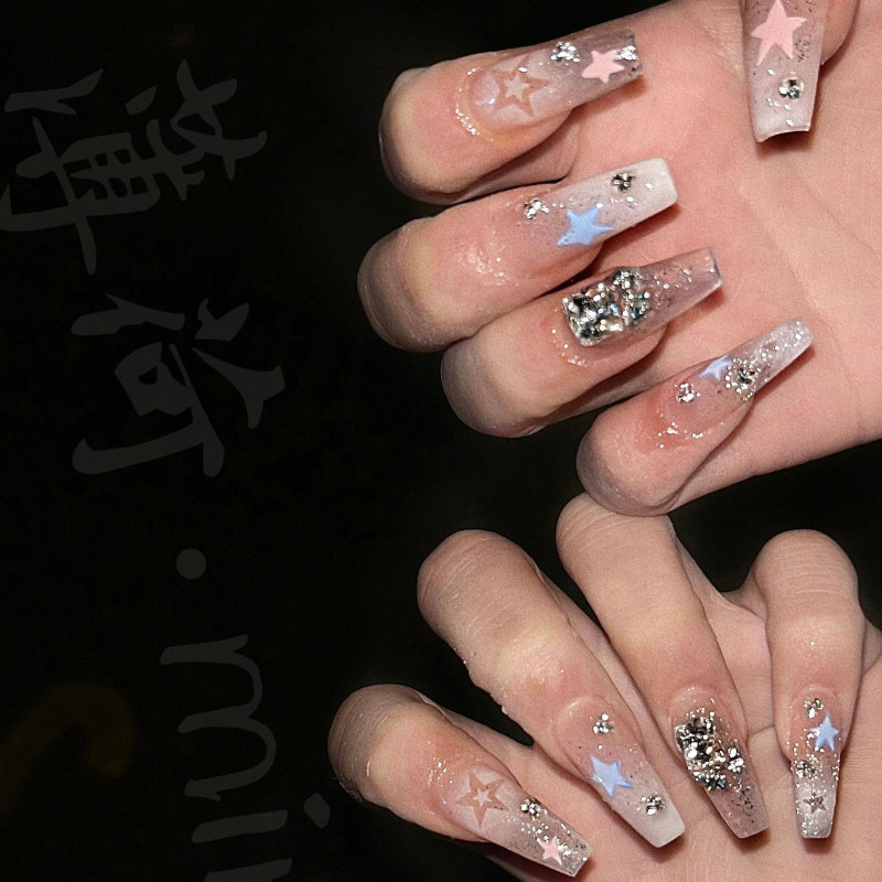 Handmade Y2K Dazzling Diamond Nail Stickers, Energetic Star Gradient Nails, Brightening and High-End Feel, New Style Handmade Y2K Dazzling Diamond Nail Stickers, Energetic Star Gradient Nails, Brightening and High-End Feel, New Style