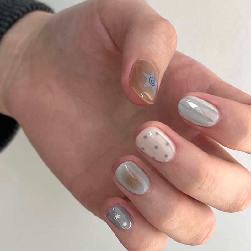 Handmade Wearable Nails with Unique Design, Korean Style Nail Patches, ins Style Pure Desire Graffiti Nail Pieces, Brightening and High-End