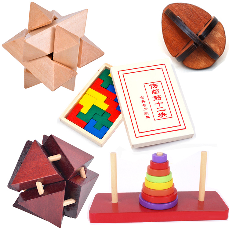 Wooden Adult Intellect Puzzle Toy Dismantling Combination Unlock Class hole Minglock Kindergarten student gift 3-100