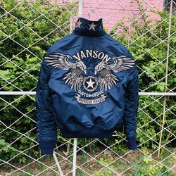 vanson Cold Eagle Tide Embroidery 45P Flight Suit Jacket Cotton Clothes Nissan Fully Embroidered DuPont Aerospace Cotton Sleeves