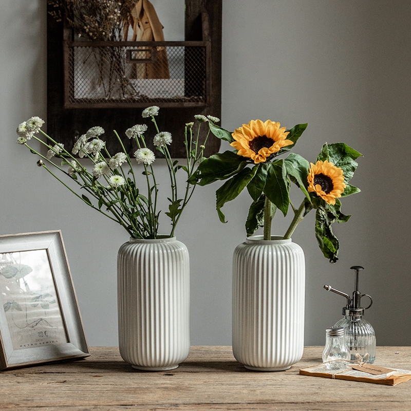 Internet celebrity Xiaohongshu recommends vertical grain countertop modern minimalist home ceramic vase dried flower vase water decoration