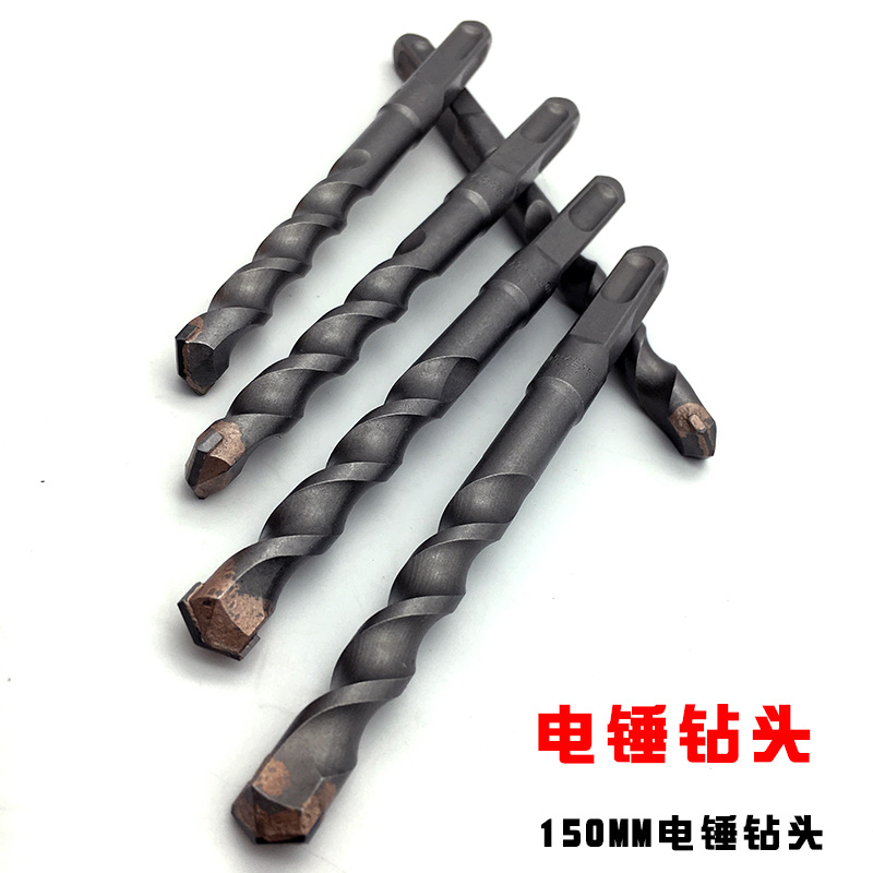 Electric hammer drill shock drill bit 6mm square handle 4-pit round drill bit mixed clay soil planting drill bit electrician punching drill-through installation