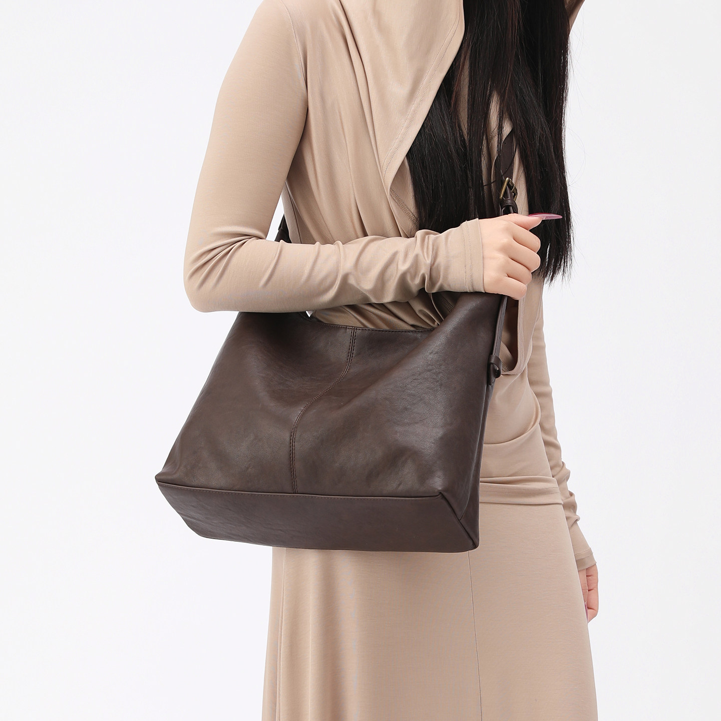 CMNG KAIND Large Capacity Genuine Leather Tote Bag for Women 2026 New Arrival Commuter Crossbody Bag Underarm Shoulder Bag - Thumbnail 4