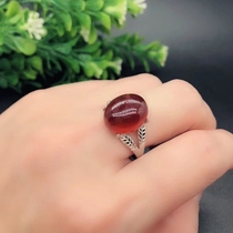 Natural garnet ring women men and women to recruit wealth evil red garnet opening ring