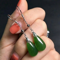 s925 silver inlaid natural Hetian jade drop earrings women Jasper earrings with certificate