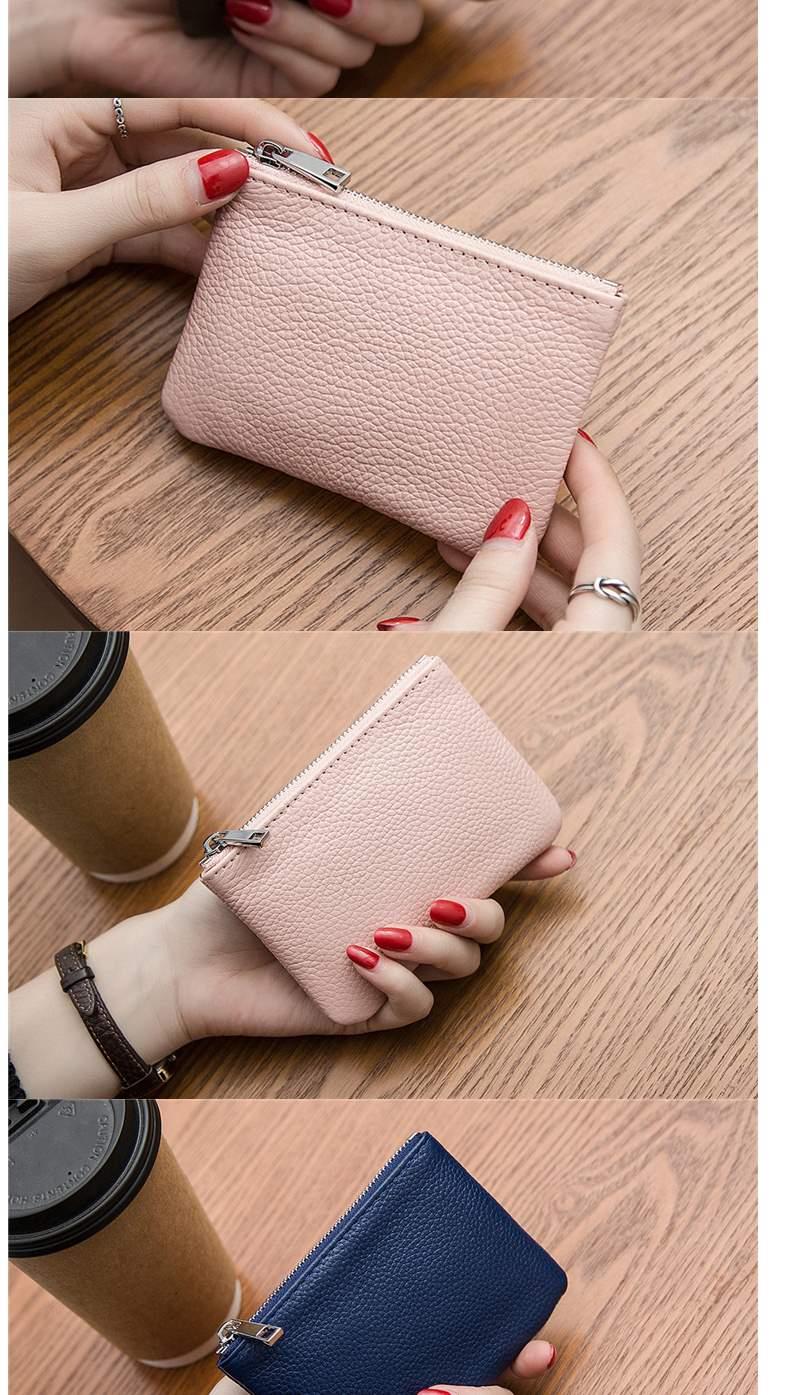 Da nam nữ ví mini xu siêu mỏng Da dây kéo túi xu ngắn ví nhỏ tay chìa khóa túi gói nữ - Trường hợp chính ví đựng chìa khóa nam