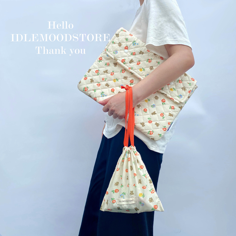 IDLE original ins cute laptop liner bag suitable for apple protective sleeve cartoon bear iPad bag