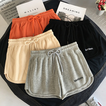 Spring Summer Pure Cotton Tightness Waist Wide Leg Grey 100 Hitch Casual Sports Shorts Women Summer Loose Home Sleeping Pants Outside