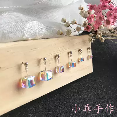 Every day special offer]Sell Aurora super flash sugar cube earrings at a loss Crystal earrings 925 sterling silver US 14K gold