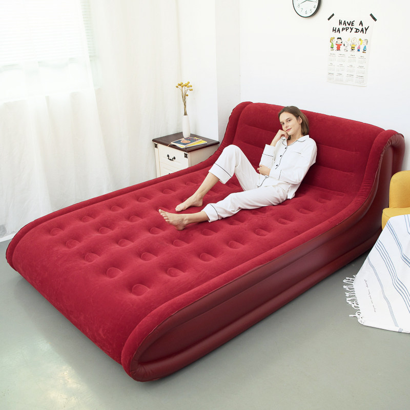 Simple cartoon inflatable mattress home double inflatable bed cute single thickened high lazy air mattress