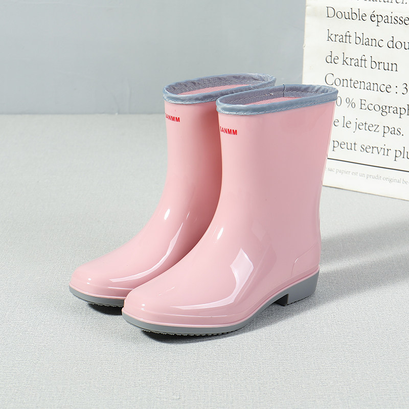 Rain Shoes Women Fashion Money Outside Wearing Non-slip Water Shoes Spring Autumn Students Waterproof Set Shoes Short Barrel Ladies Rubber Shoes Sloth Rain Boots