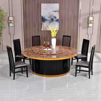 Marble hotel electric large round table New Chinese hotel box 10 20 people round table automatic turntable dining table and chair