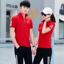  Summer sports suit mens short-sleeved casual sportswear womens summer mens sportswear suit couple sportswear thin