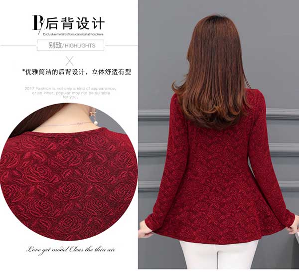 Áo sơ mi mẹ mùa thu đáy cộng với phân bón tăng áo sơ mi dài tay nữ trung thu thu đông 30-40-50 tuổi Quần áo thun 35 đầm dự tiệc tuổi trung niên