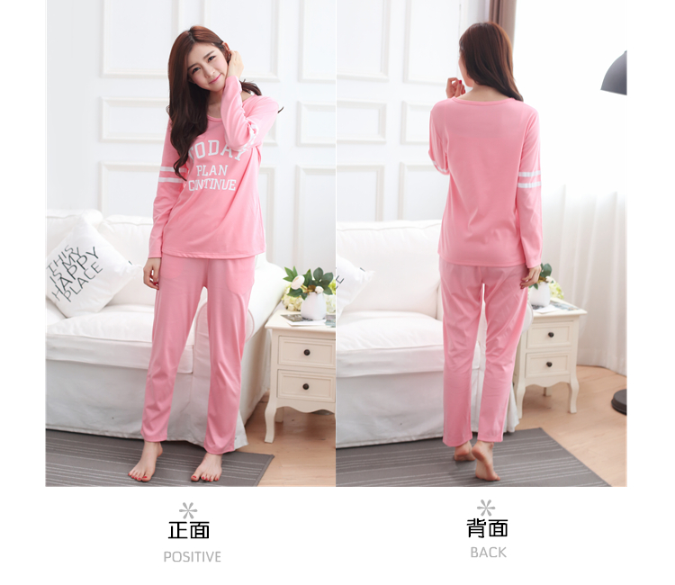 Bộ đồ ngủ nữ mùa thu và mùa đông cotton dài tay hai mảnh phù hợp với Hàn Quốc giản dị kích thước lớn bông phục vụ nhà nữ có thể mặc đồ ngủ cao cấp