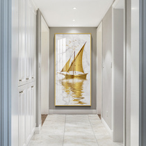 Porch decoration painting entrance entrance porch painting vertical plate entrance corridor light luxury hanging painting living room large murals smooth sailing