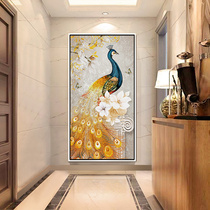 Home entrance decorative painting vertical aisle corridor hanging painting abstract painting modern simple Nordic Peacock decorative painting