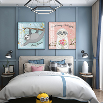 Cute sloth decorative painting bedroom wall decoration creative childrens room hanging painting boys and girls room bedside mural