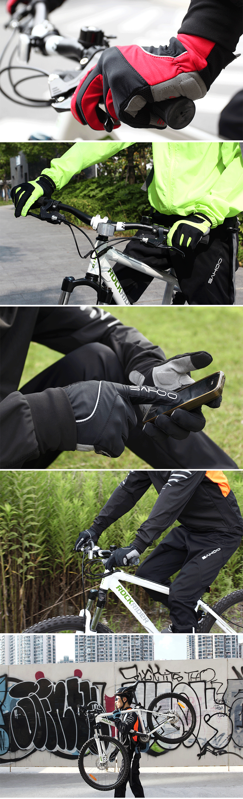 Gants pour vélo mixte SAHOO - Ref 2245202 Image 8