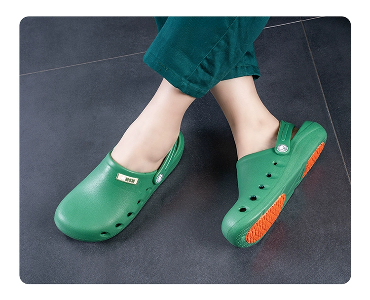 Giày Croc mùa hè mềm mại dành cho bác sĩ và y tá nam nữ đế phẳng chống trượt màu trơn kích thước lớn dép mềm mại và thoải mái