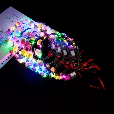 Luminous garland rattan headdress Hairband hairband creative night market colorful flash LED light ground push small gift toy