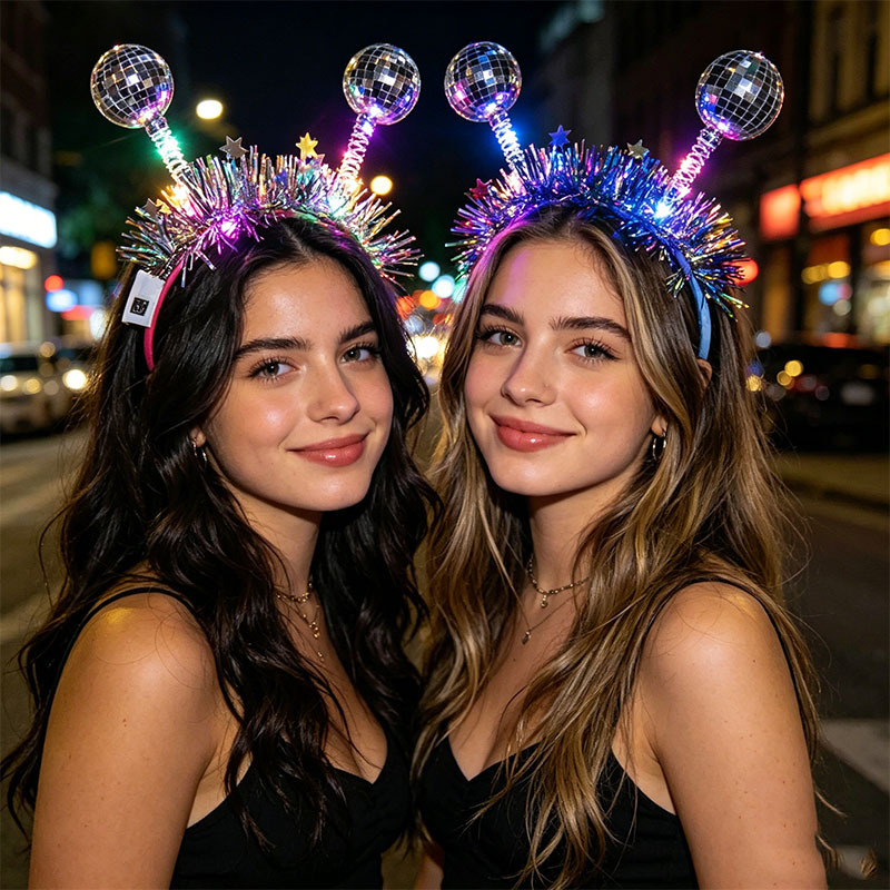 Christmas Silver Laser Ball Star Streamer Glowing Headband Disco Theme Party Funny Photo Headband Headwear Christmas Silver Laser Ball Star Streamer Glowing Headband Disco Theme Party Funny Photo Headband Headwear