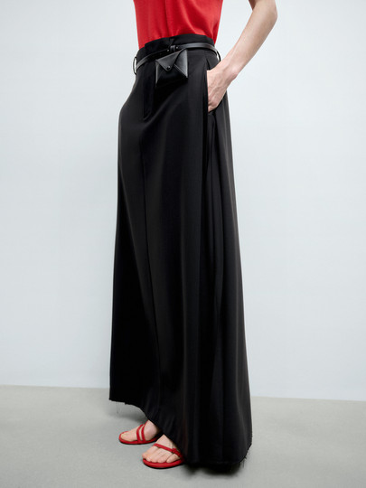 Edition Skirt for Women 2025 Spring New Long A-Line Frayed Wool Suit Skirt Ebe1Skt037