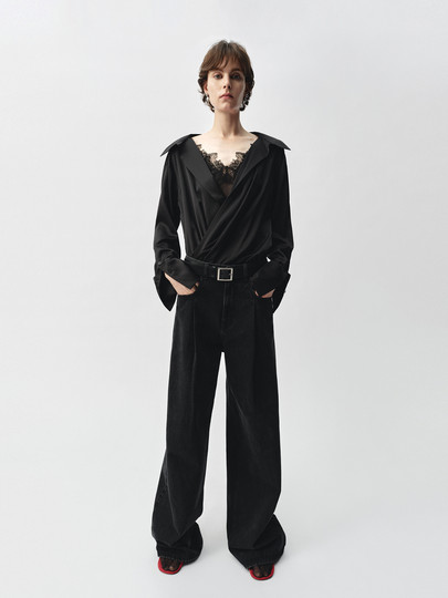 [Elite Wardrobe Series] Edition2025 Spring New Lace Splicing French Shirt Ebe1Top039